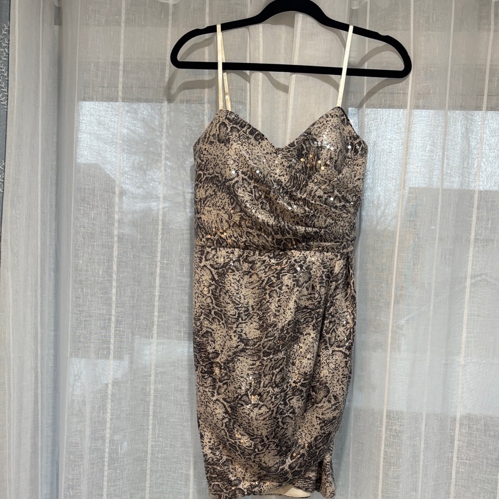 Oleg Cassini Metallic Animal Print Mini Dress
